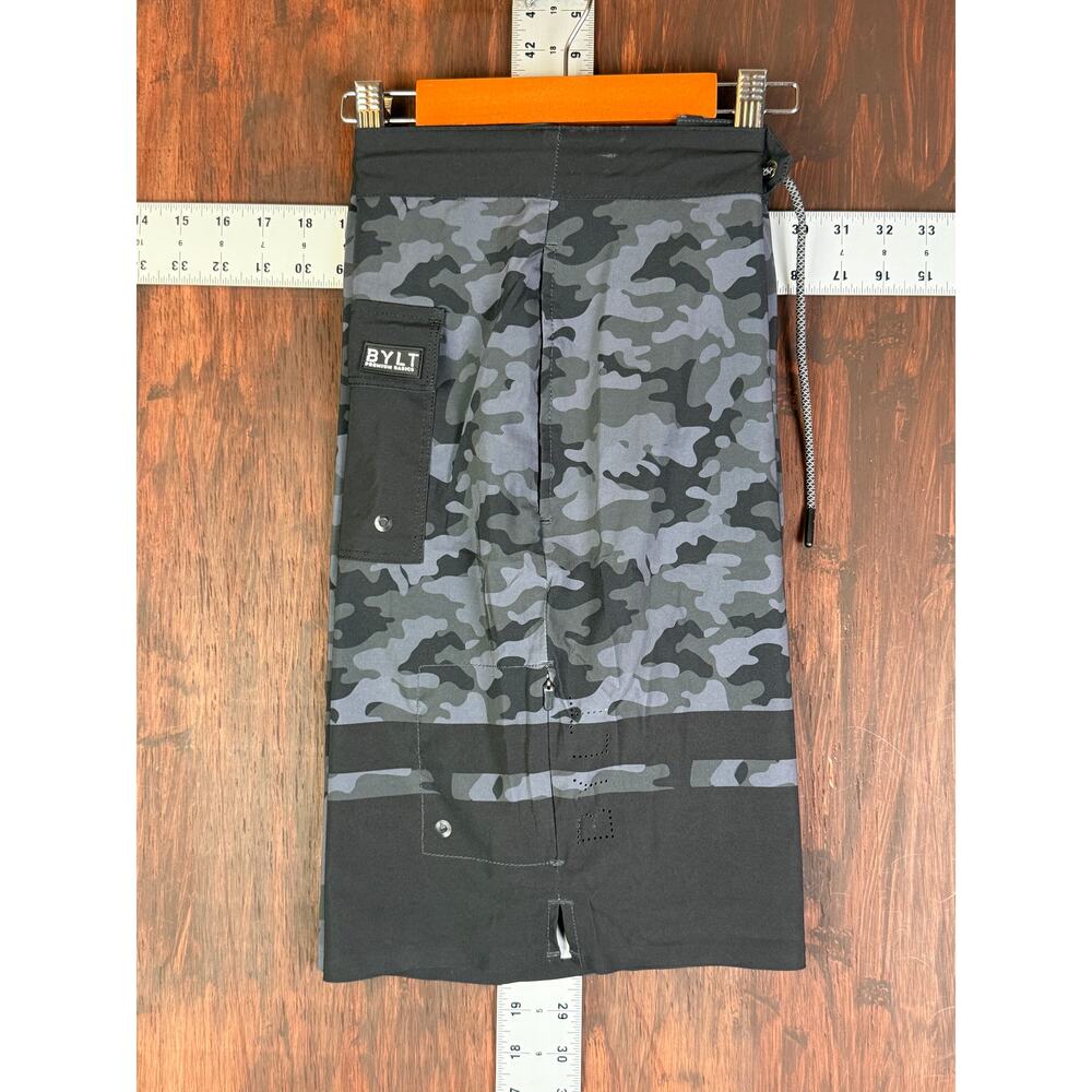 BYLT Premium Basics Coastal Boardshort Swim Trunks Shorts Camo Gray Black Men XL